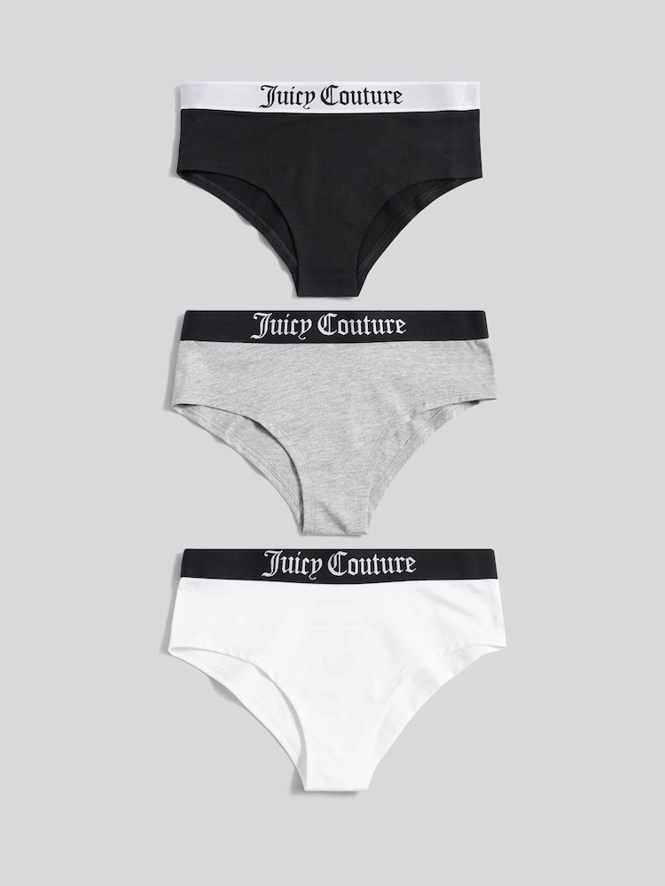 Juicy Couture Black Juicy Hipster Briefs 3 Pack Hanging - Image 1 of 2 Juicy Couture Black Juicy Hipster Briefs 3 Pack Hanging - Image 1 of 2