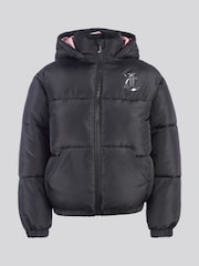 Juicy Couture Black Shorter Length Foiled Puffer Coat - Image 1 of 6