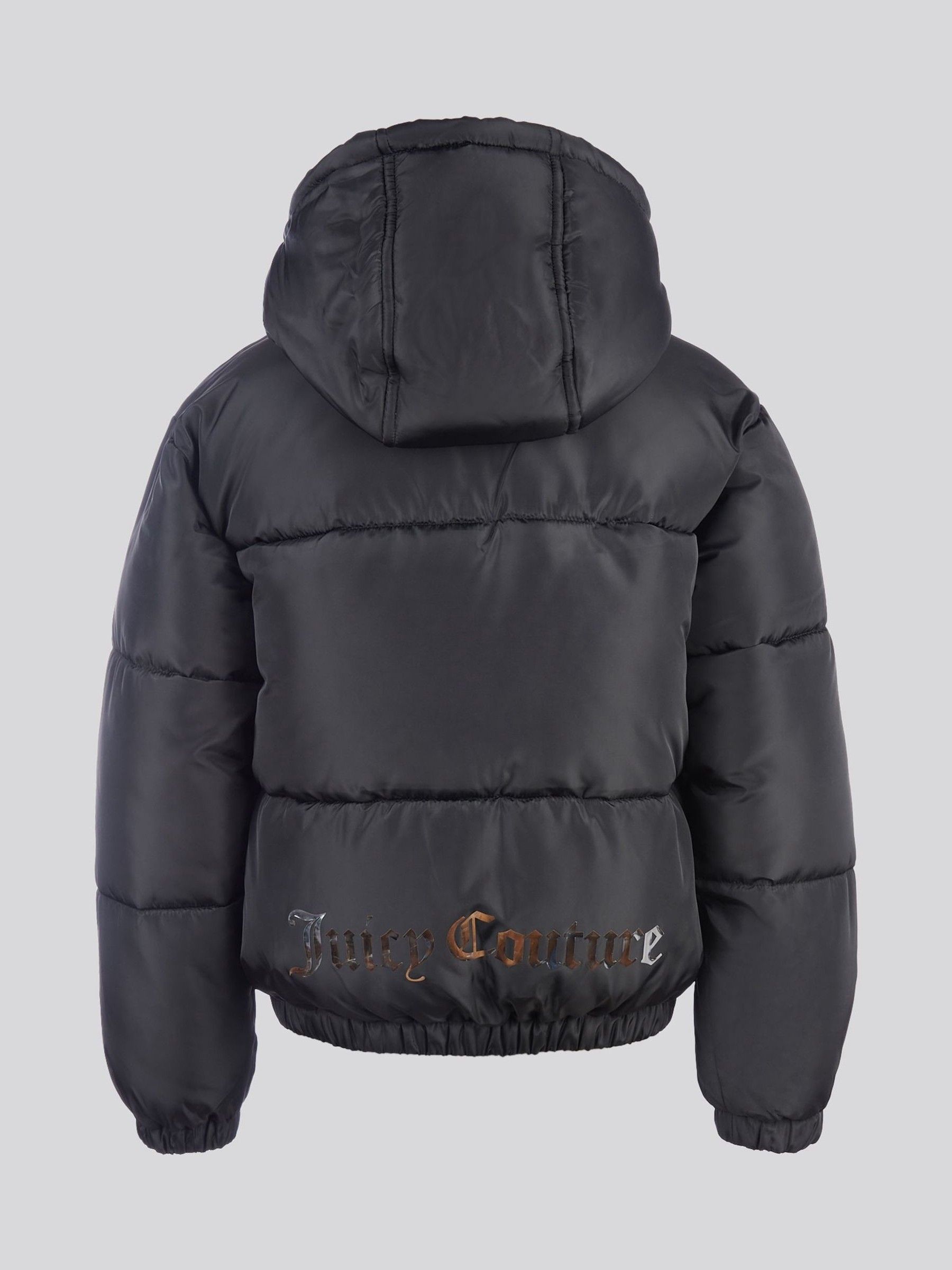 Buy Juicy Couture Black Shorter Length Foiled Puffer Coat from
