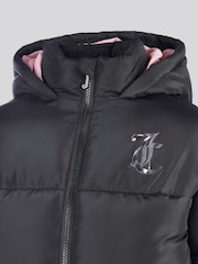 Juicy Couture Black Shorter Length Foiled Puffer Coat - Image 4 of 6