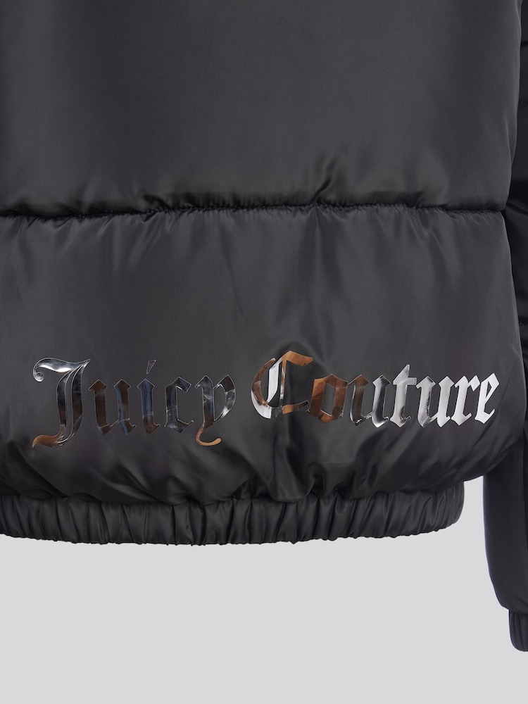 Juicy Couture Black Shorter Length Foiled Puffer Coat - Image 6 of 6