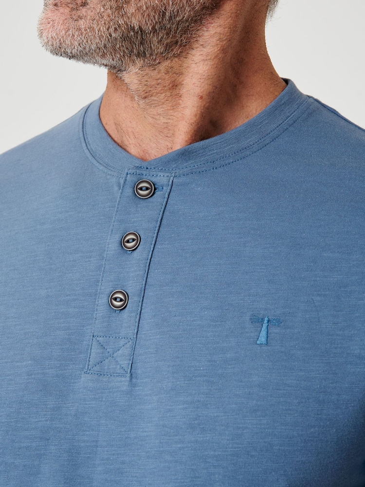 Saltwell Grandad Collar Cotton Jersey T-Shirt - Image 4 of 4 Saltwell Grandad Collar Cotton Jersey T-Shirt - Image 4 of 4