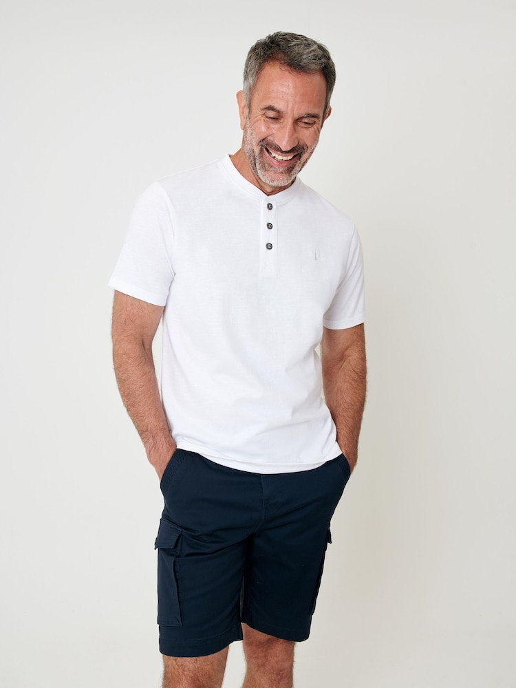 Saltwell Grandad Collar Cotton Jersey T-Shirt - Image 1 of 4 Saltwell Grandad Collar Cotton Jersey T-Shirt - Image 1 of 4