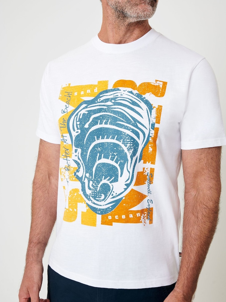 Saltwell Shell Graphic Print Crew Neck White T-Shirt - Image 4 of 4 Saltwell Shell Graphic Print Crew Neck White T-Shirt - Image 4 of 4