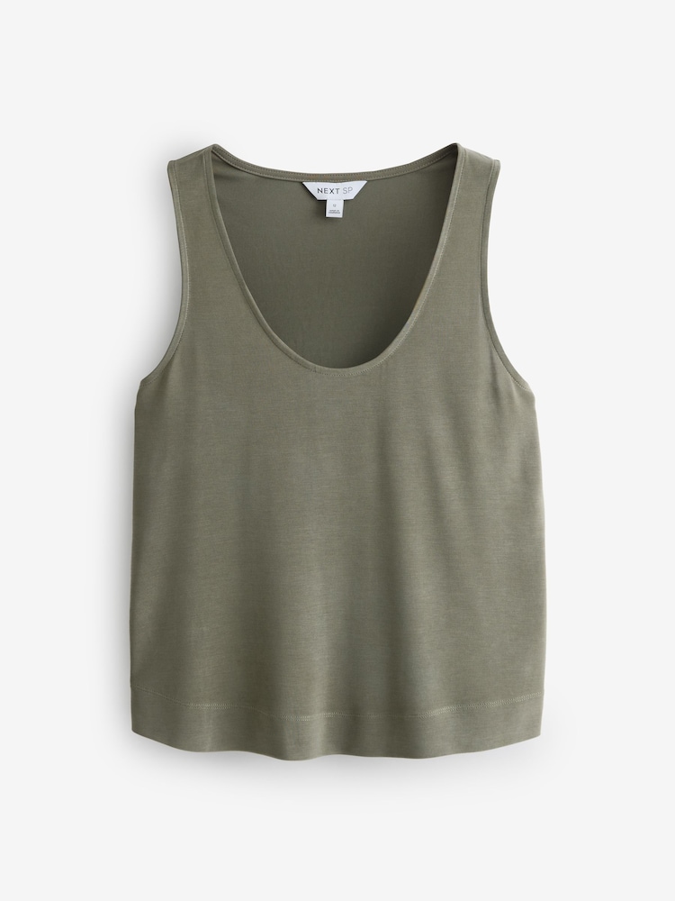 Khaki Green Round Neck Vest Basic - Image 1 of 1