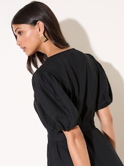 Friends Like These Black Petite Button Through Belted Midi Dress - Image 5 of 5
