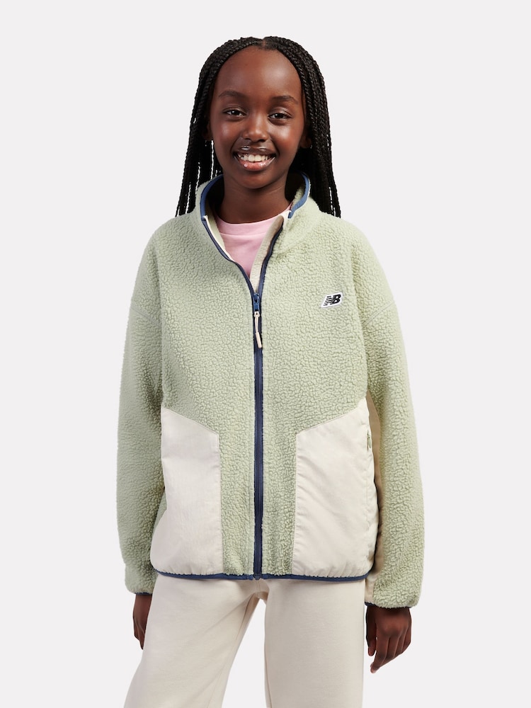 New Balance Green Premium Borg Zip Thru Funnel Fleece - Image 1 of 8 New Balance Green Premium Borg Zip Thru Funnel Fleece - Image 1 of 8