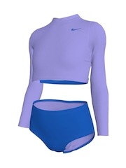 Nike Purple Colour Block Long Sleeve Bikini Set - Image 7 of 7