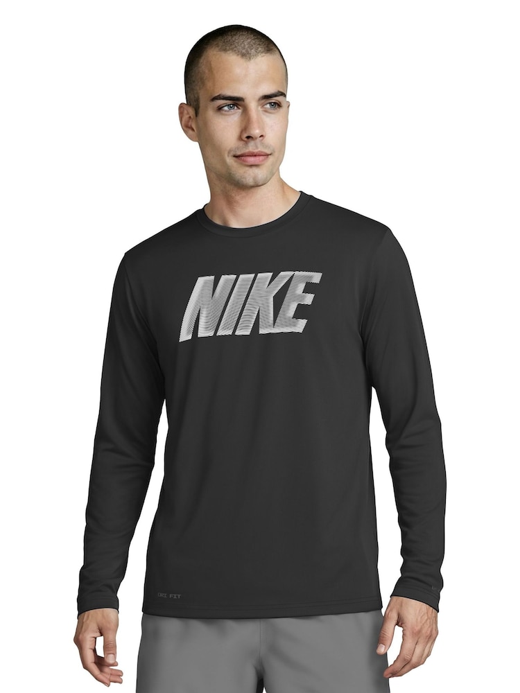 Nike Black Hydroguard Long Sleeve Rash Vest - Image 1 of 6