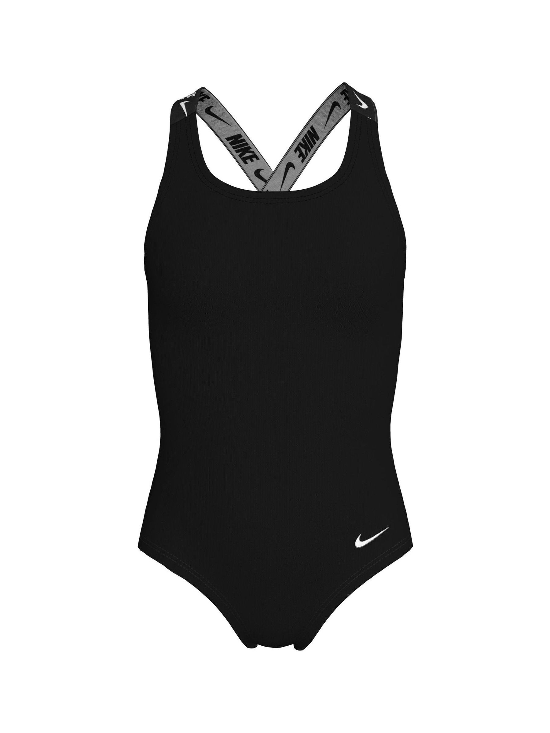 Buy Nike Black Logo Tape Crossback One Piece Swimsuit from the