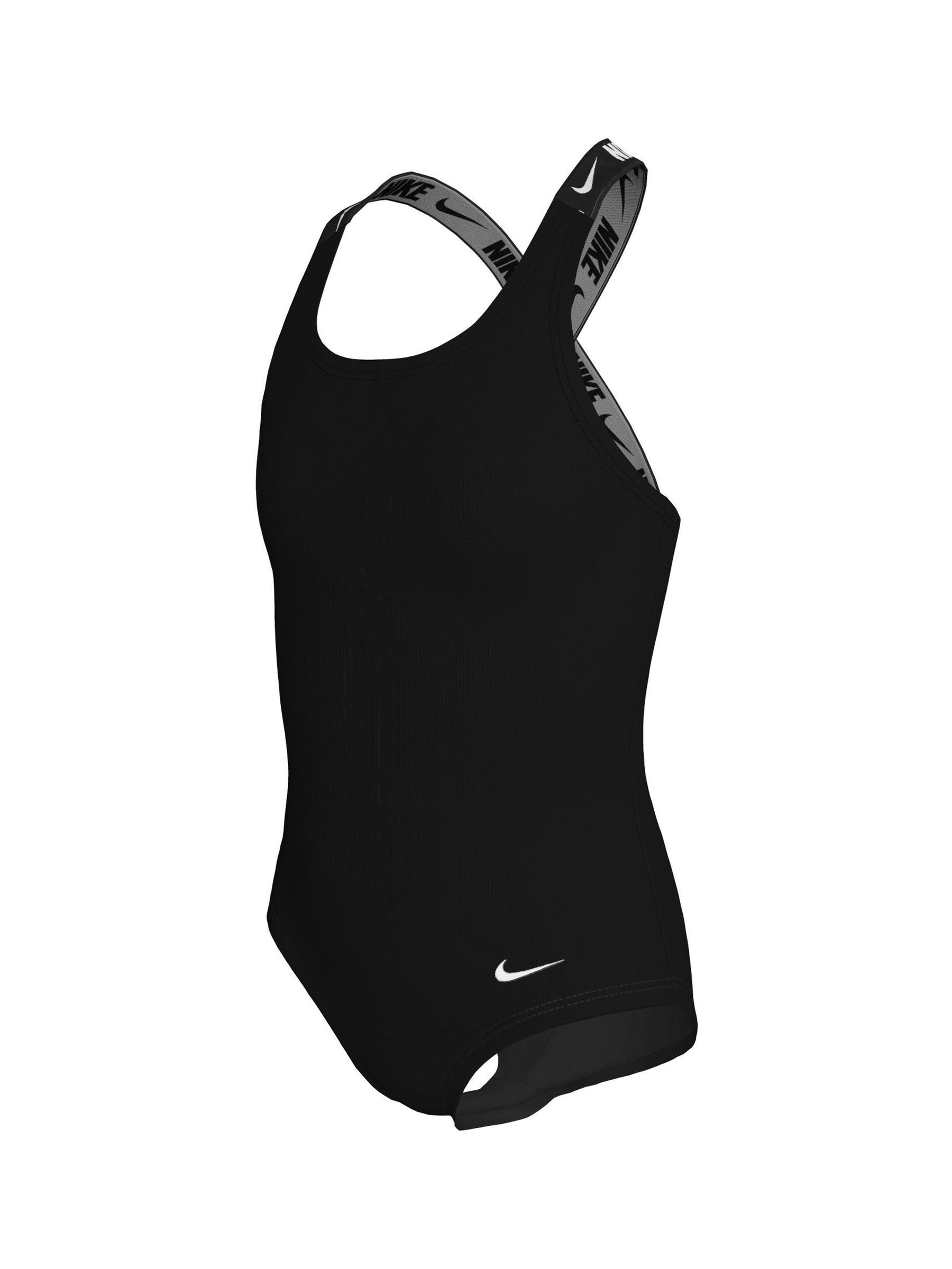 Buy Nike Black Logo Tape Crossback One Piece Swimsuit from the
