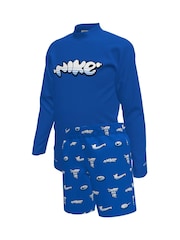 Nike Blue Long Sleeve Sun Safe Rash Guard Set - Image 1 of 2