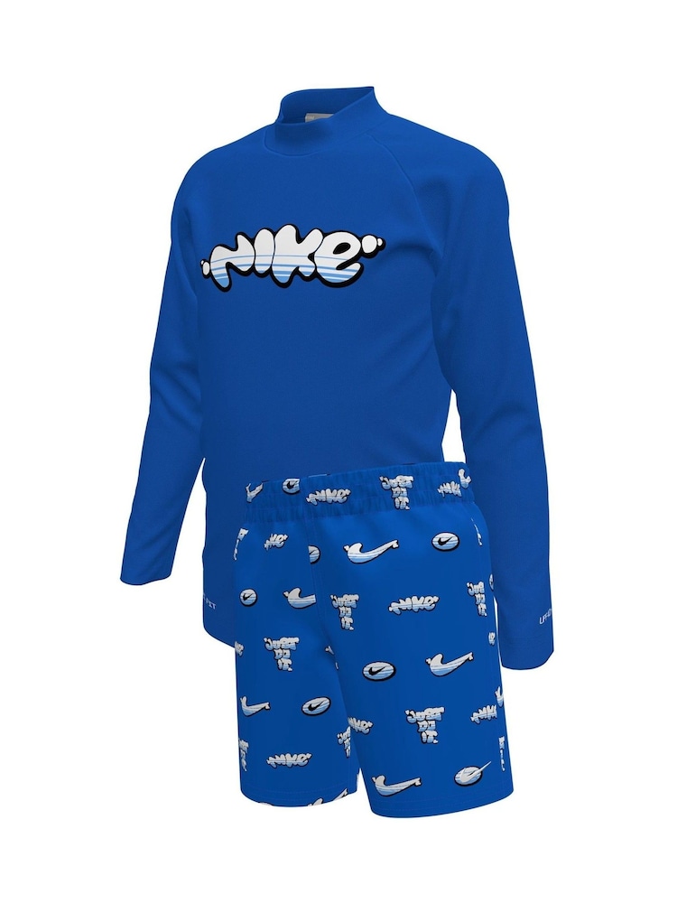 Nike Blue Long Sleeve Sun Safe Rash Guard Set - Image 1 of 2
