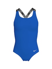 Nike Blue Logo Tape Crossback One Piece Swimsuit - Image 1 of 3