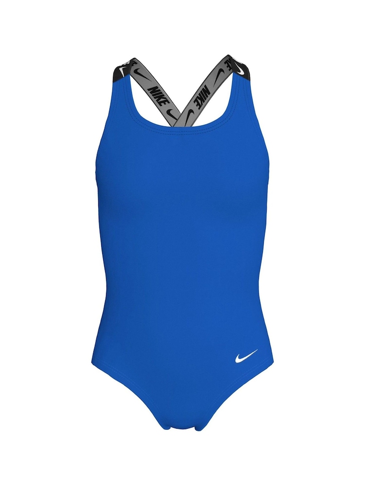 Nike Blue Logo Tape Crossback One Piece Swimsuit - Image 1 of 3