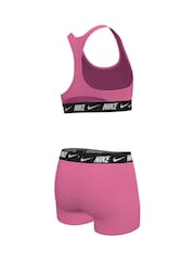 Nike Pink Logo Tape Racerback Bikini Shorts Set - Image 4 of 5