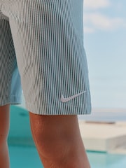 Nike Green Ripple 7 Inch Stripe Swim Shorts - Image 7 of 10