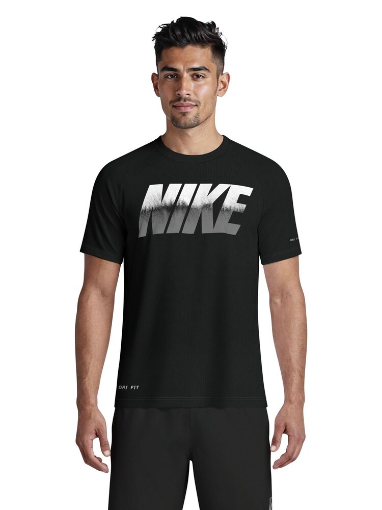 Nike Black Graphic Logo Short Sleeve Rash Vest - Image 1 of 5