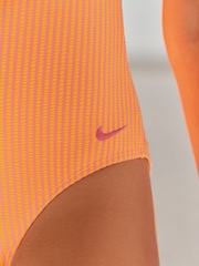 Nike Pink Ripple Texture Striped Lace Up One Piece Swimsuit - Image 6 of 9