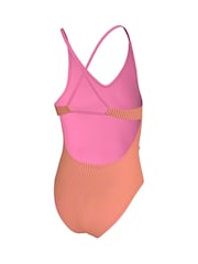 Nike Pink Ripple Texture Striped Lace Up One Piece Swimsuit - Image 8 of 9