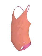 Nike Pink Ripple Texture Striped Lace Up One Piece Swimsuit - Image 9 of 9