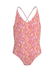 Nike Pink Animal Print Lace Up One Piece Swimsuit - Image 1 of 3