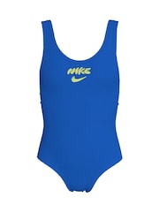 Nike Blue Doodle Floral U-Back One Piece Swimsuit - Image 1 of 3