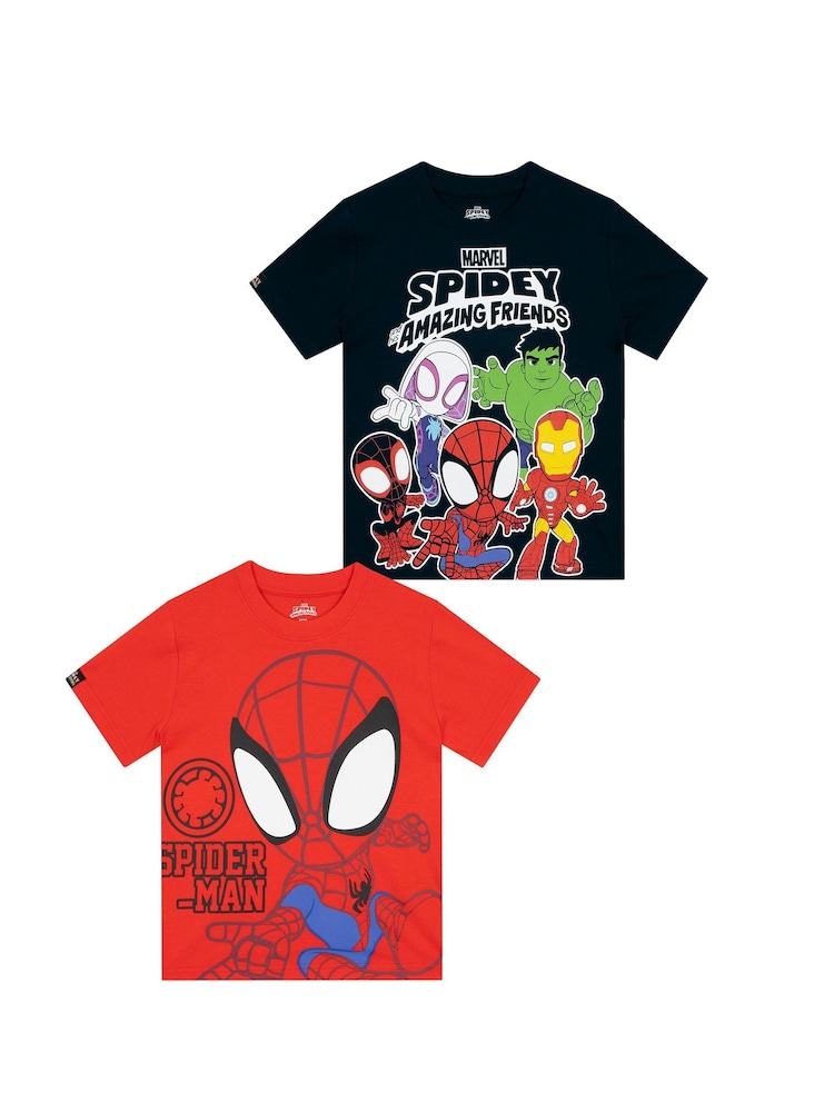 Character Red Marvel Spidey And His Amazing Friends T-Shirts 2 Pack - Image 1 of 5