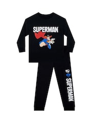 Character Black DC Comics Superman Pyjamas With Leg Print - Image 1 of 8