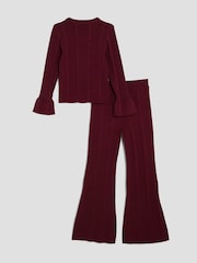 River Island Red Girls Button Detail Flare Top and Leggings Set - Image 2 of 5