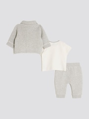 River Island Grey Baby Boys Jacquard Jersey Shacket Set - Image 3 of 5
