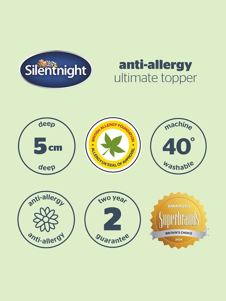 Silentnight White Anti Allergy Ultimate 5cm Mattress Topper - Image 11 of 11