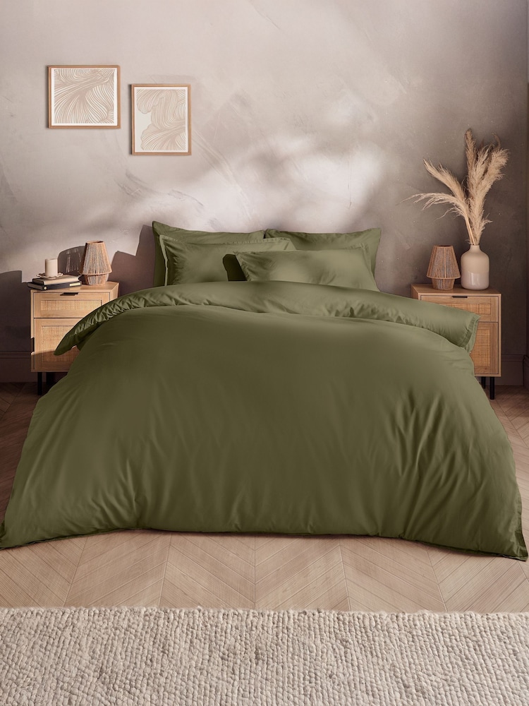 Silentnight Sage Cotton Rich T180 Washed Duvet Set - Image 1 of 7