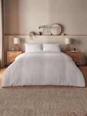 Silentnight White Textured Seersucker Duvet Set - Image 1 of 7