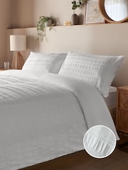 Silentnight White Textured Seersucker Duvet Set - Image 2 of 7