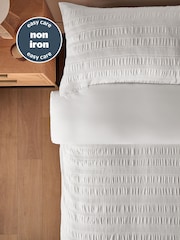 Silentnight White Textured Seersucker Duvet Set - Image 4 of 7