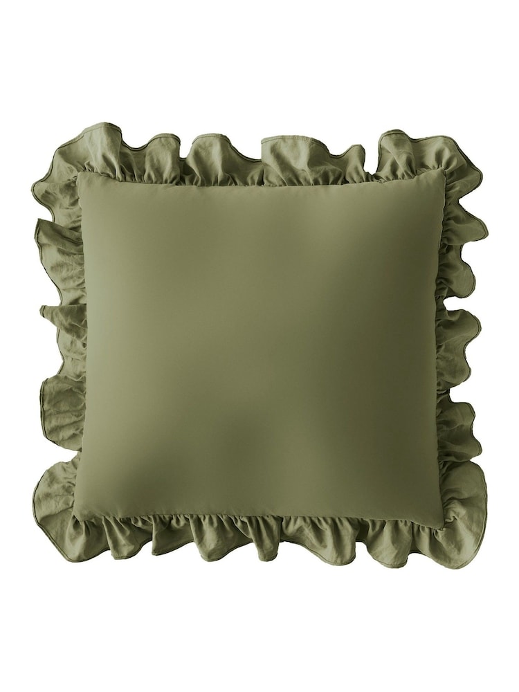 Silentnight Green Supersoft Ruffle Edge Cushion - Image 2 of 9