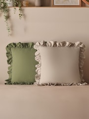Silentnight Green Supersoft Ruffle Edge Cushion - Image 6 of 9