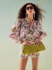 River Island Pink 3D Floral Print Trim Blouse - Image 4 of 4
