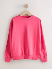 Bright Pink Relaxed Fit Essentials Longline Sweatshirt with Pockets - Image 1 of 4