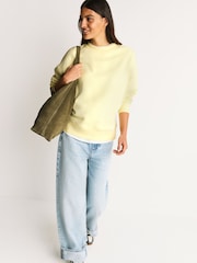 Chocolate Brown/Butter Yellow Supersoft Peached Essentials Crew Neck Seam Detail Sweatshirts 2 Pack - Image 10 of 10