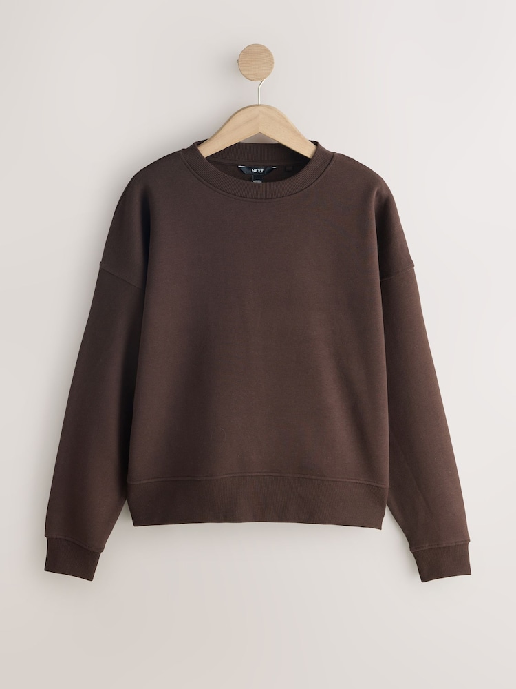 Chocolate Brown/Butter Yellow Supersoft Peached Essentials Crew Neck Seam Detail Sweatshirts 2 Pack - Image 2 of 10