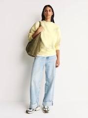 Chocolate Brown/Butter Yellow Supersoft Peached Essentials Crew Neck Seam Detail Sweatshirts 2 Pack - Image 6 of 10