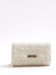 River Island Cream Boucle Flap Front Purse - Image 1 of 5