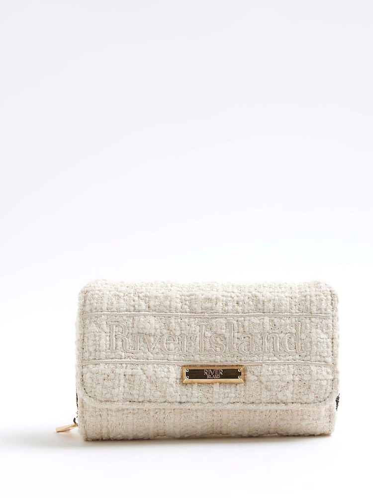 River Island Cream Boucle Flap Front Purse - Image 1 of 5