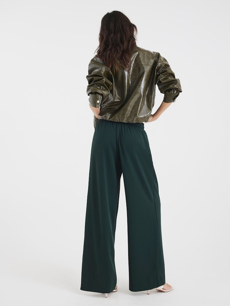 River Island Green Side Stripe Wide Leg Joggers - Image 2 of 4