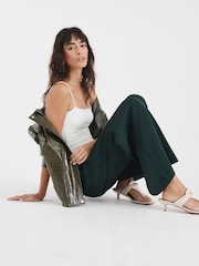 River Island Green Side Stripe Wide Leg Joggers - Image 3 of 4