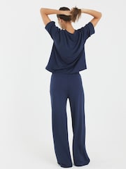 River Island Blue Premium Wide Leg Joggers - Image 2 of 4