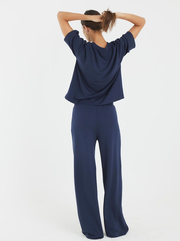 River Island Blue Premium Wide Leg Joggers - Image 2 of 4