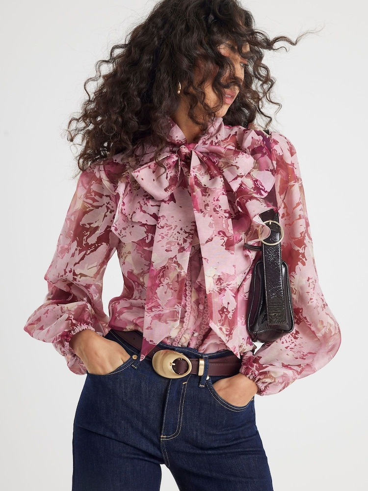 River Island Pink Premium Floral Print Shirt - Image 1 of 4